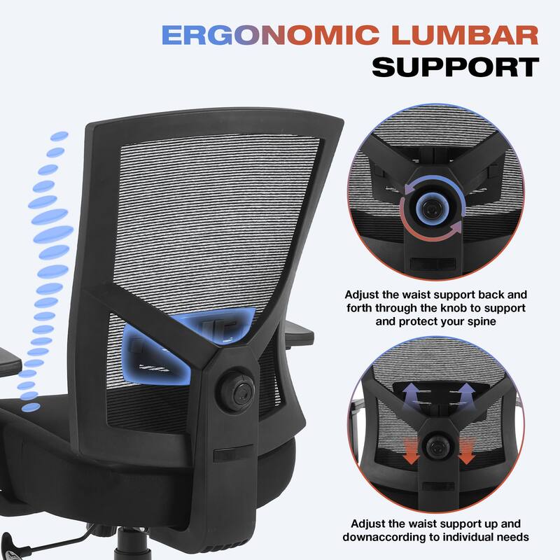 Big and Tall Office Chair 600lbs with Lumbar Support for Eight Hour Daily Work Ergonomic Mesh Desk Chair Widen 3D Cushion