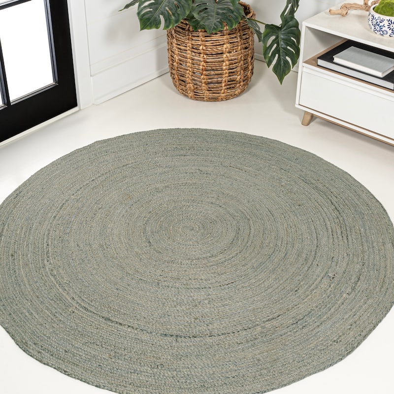 JONATHAN Y Abyss Braided Coastal Cottage Round Jute Area Rug - 6' Round - Gray