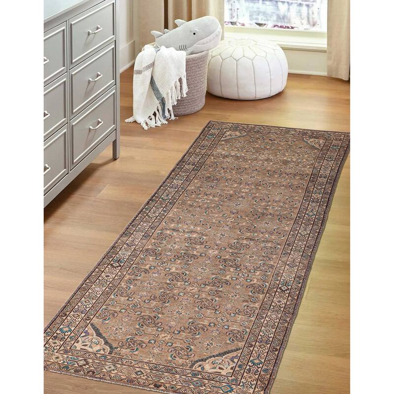 ECARPETGALLERY Hand-knotted Antalya Vintage Brown Wool Rug - 4'4 x 11'1