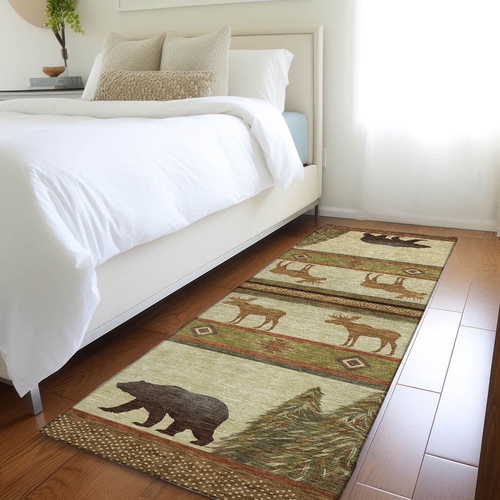 Premium Washable Super Soft Bear Moose Lodge Mayfield Rug