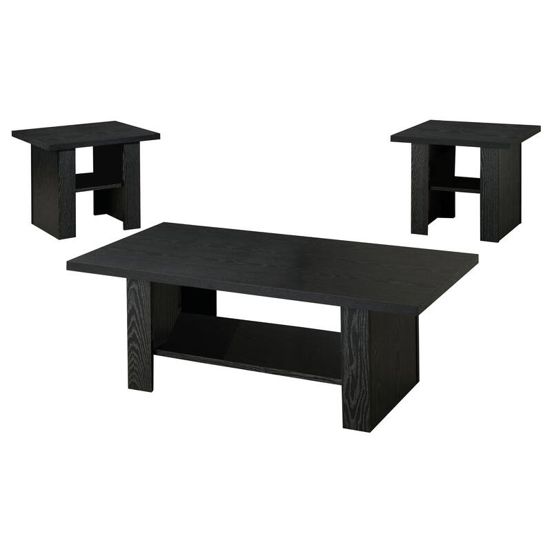 Rodez 3-piece Engineered Wood Coffee Table Set Black Oak - Black Oak - Wood