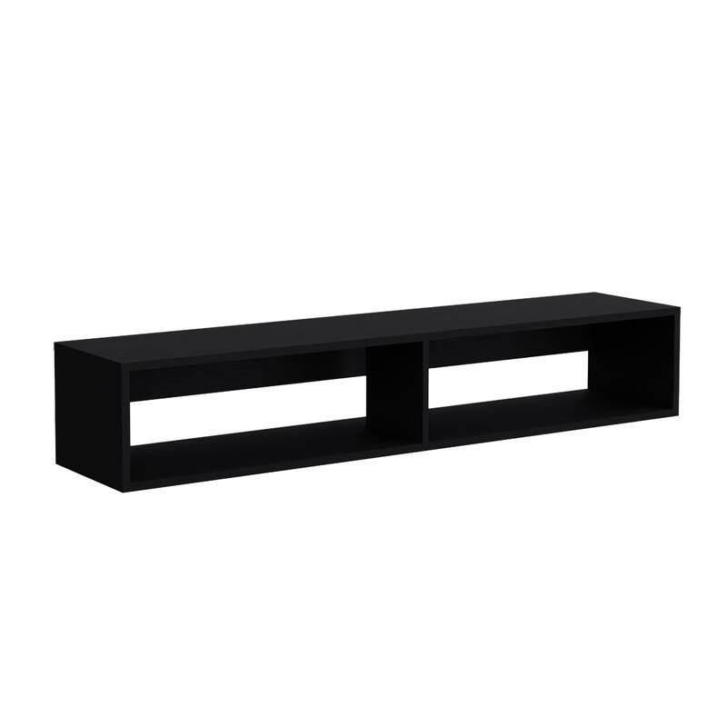 Modern Wall-Mounted TV Console with Dual Shelves & Cable Management, Ideal for Small Spaces