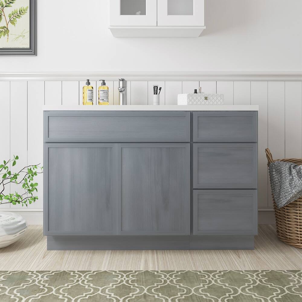 Vanity Art 51" Birch Freestanding Bathroom Vanity Cabinet without Top