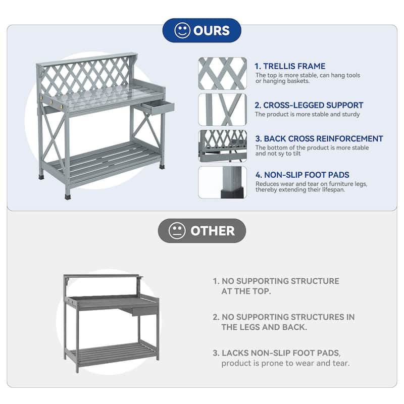 Moasis Outdoor Garden Work Bench Station Table - 41"