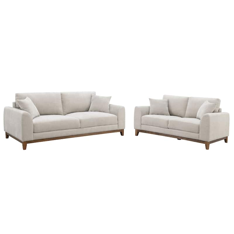 Furniture of America Lurek Mid Century Modern 2-Piece Chenille Sofa Set