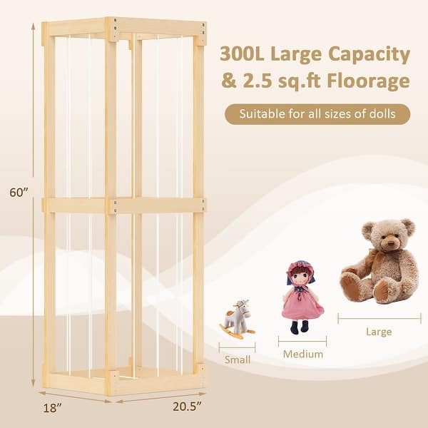 dimension image slide 1 of 2, Gymax 300L Large Stuffed Animal Storage Space-saving Toy Storage