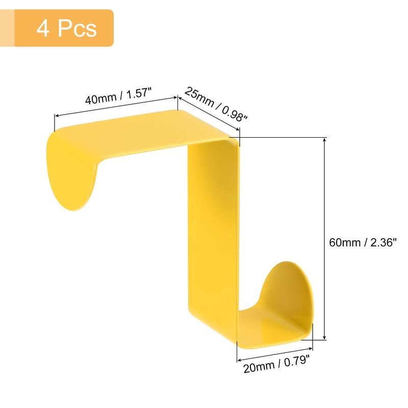 Over the Door Hooks, 4pcs - Stainless Steel S-Shaped Double Hooks - Yellow