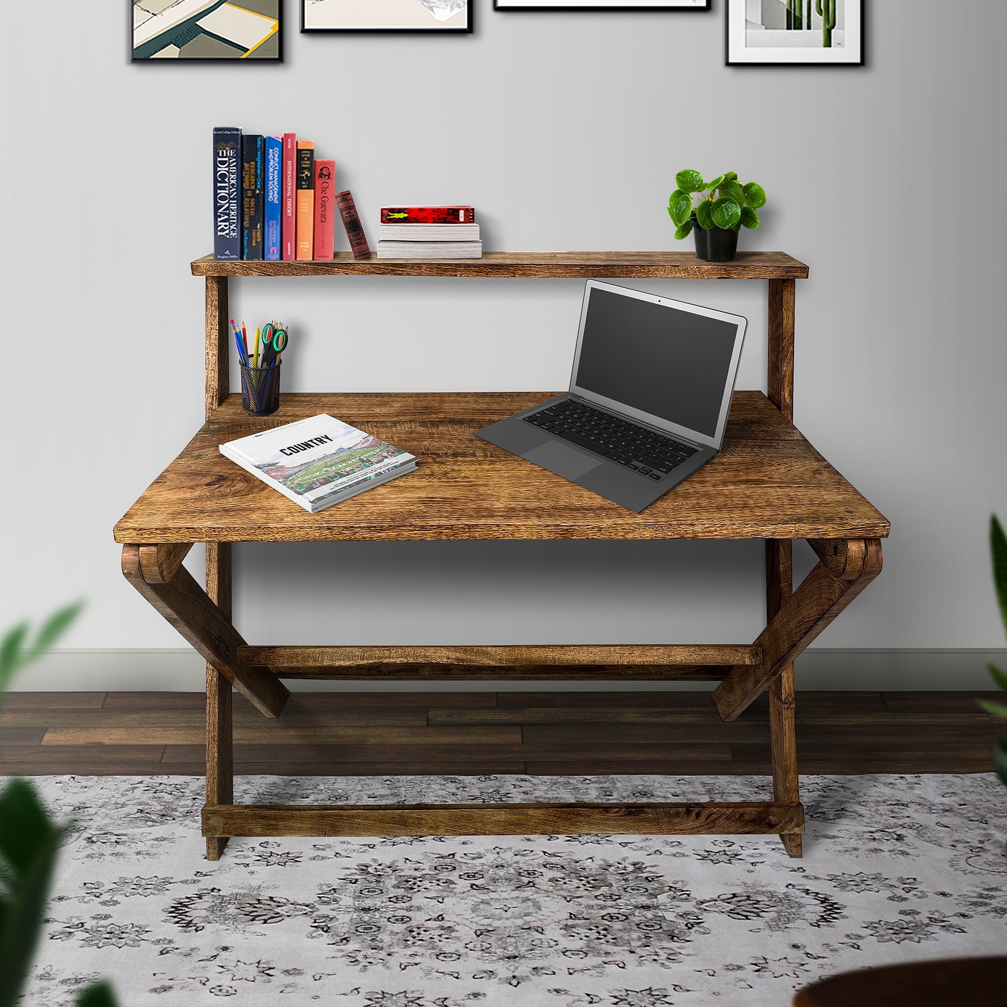 Desk with high shelf deals