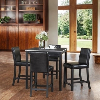 5 Piece Elegant Wooden Counter Height Dining Table and Chair Set,Square ...