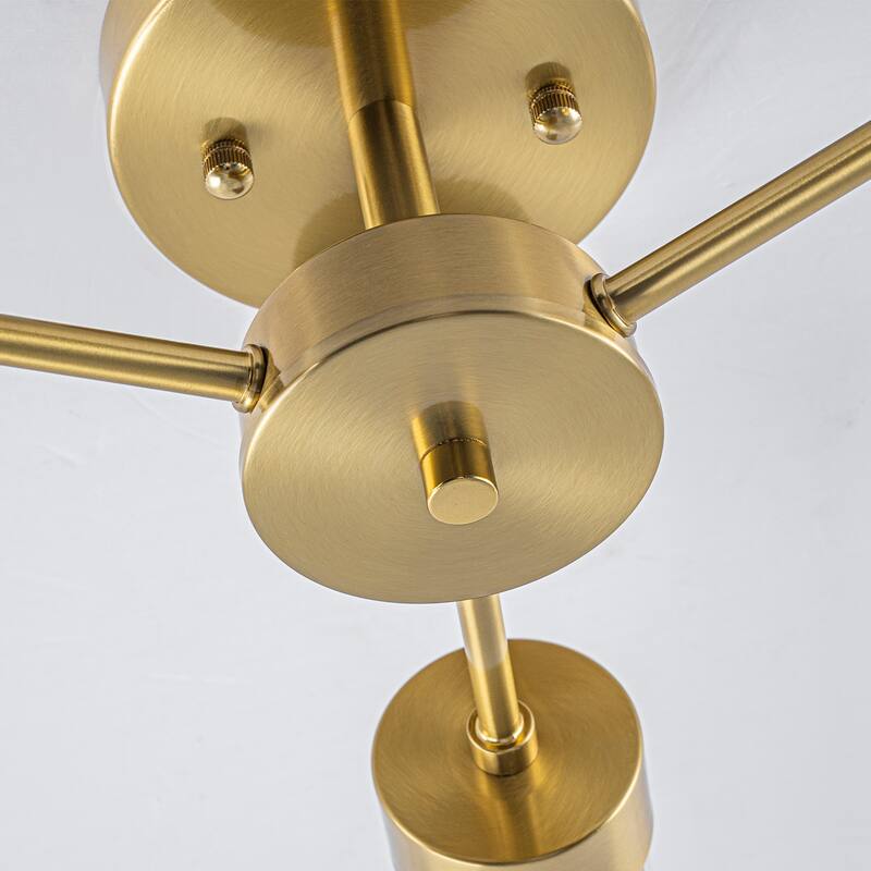 Modern Industrial 3-Light Clear Ribbed Glass Flush Mount Ceiling Light - Gold