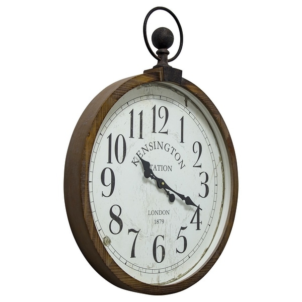 Vintage Pocket-Watch-Style Silver-Finished x 16 in Suspended Wall Clock 22 in 