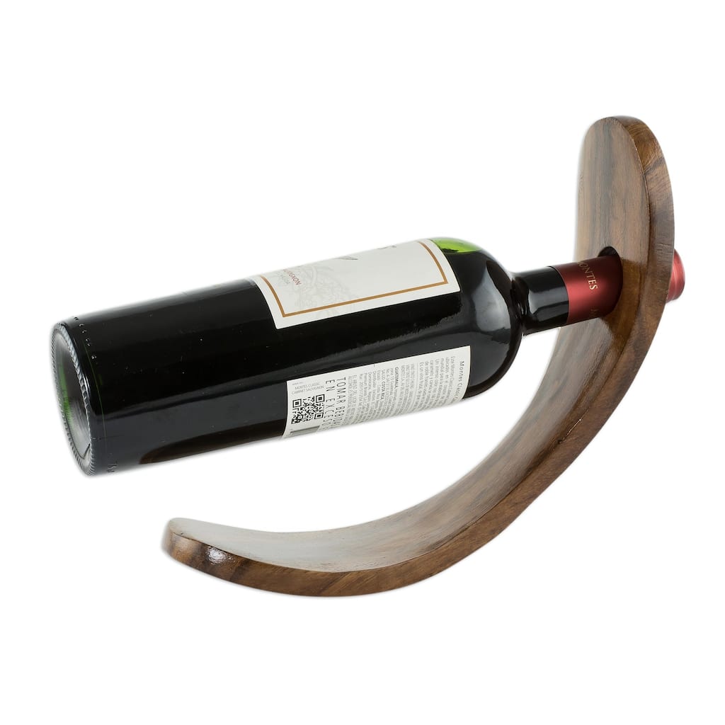 Novica Handmade Slope Wood Bottle Holder