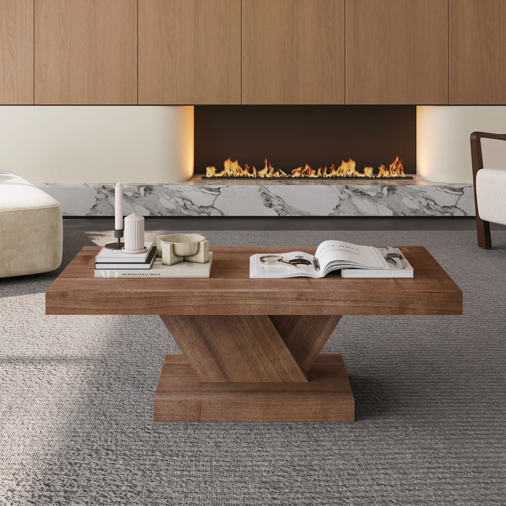 Modern Cross Leg Coffee Table, Sturdy X-Shape Design