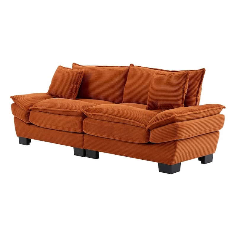 84" Corduroy Sleeper Couch Upholstered Deep Seat Loveseat Sofa with Pillows