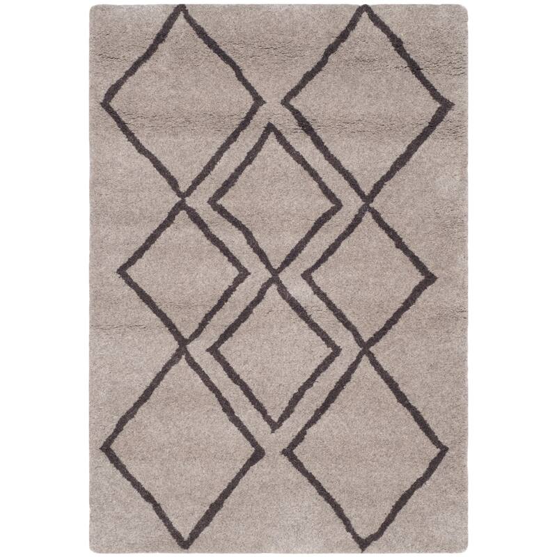 SAFAVIEH Handmade Soho Kaila Moroccan N.Z. Wool/ Viscose Rug - 2' x 3' - Light Grey/Dark Grey