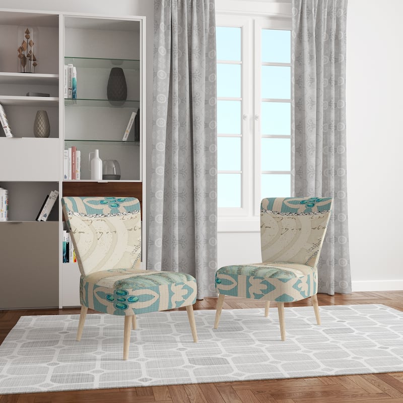 Designart "Seastar And Blue Sea Shell II" Upholstered Nautical & Coastal Accent Chair - Arm Chair