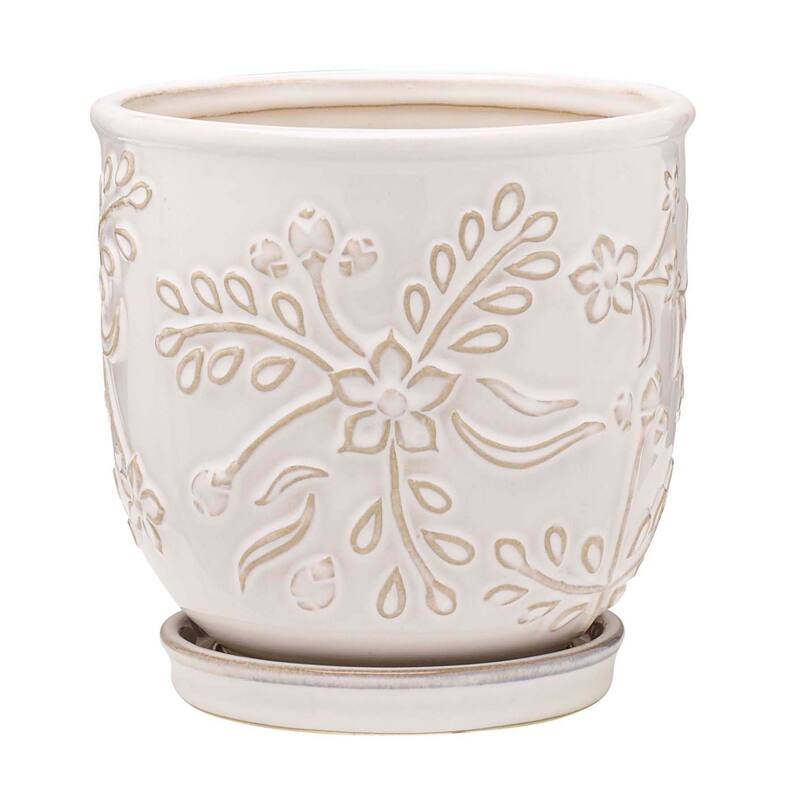 Southern Patio Venice White Ceramic 8.1-inch Planter (Pack of 2)