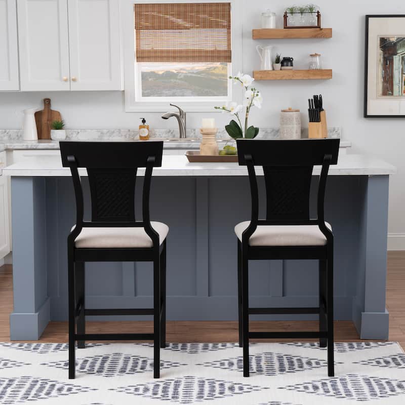 Ryder Handwoven Rattan Farmhouse Counter Stool