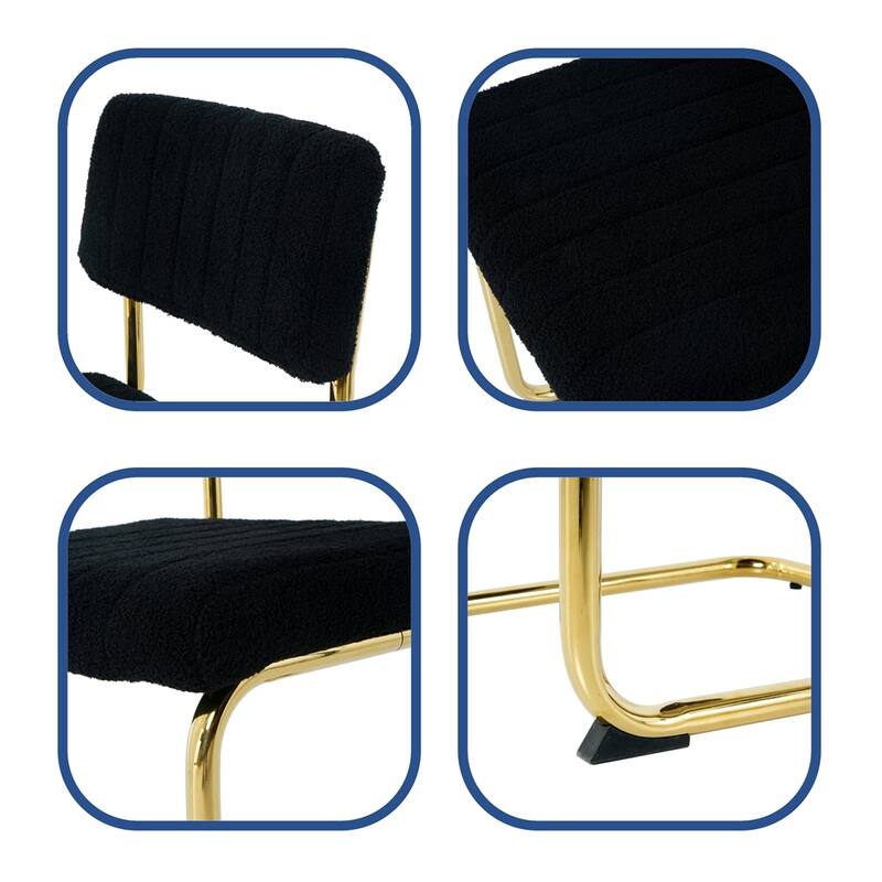Modern Simple Light Luxury Dining Chair with Metal Leg(set of 2)
