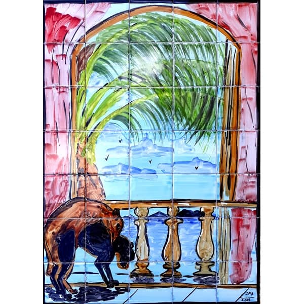 20in x 28in Novelty Dogs Backsplash Design 35pc Mosaic Tile Wall Mural Bed Bath & Beyond