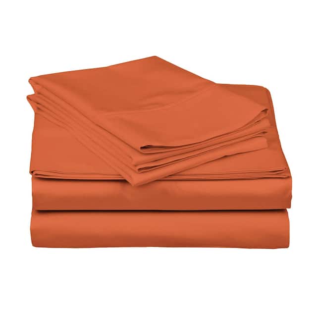 Superior Egyptian Cotton Solid Sheet or Pillow Case Set - Queen - Pumpkin