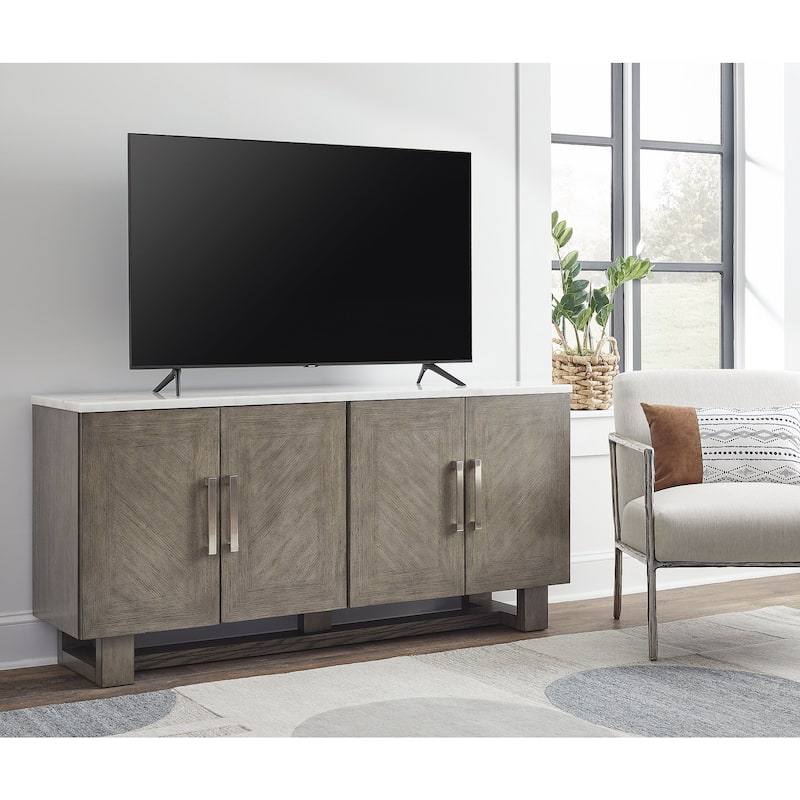 Signature Design by Ashley Loyaska White/Brown 68" TV Stand for TVs up to 78" - 68" W x 16.13" D x 32.38" H