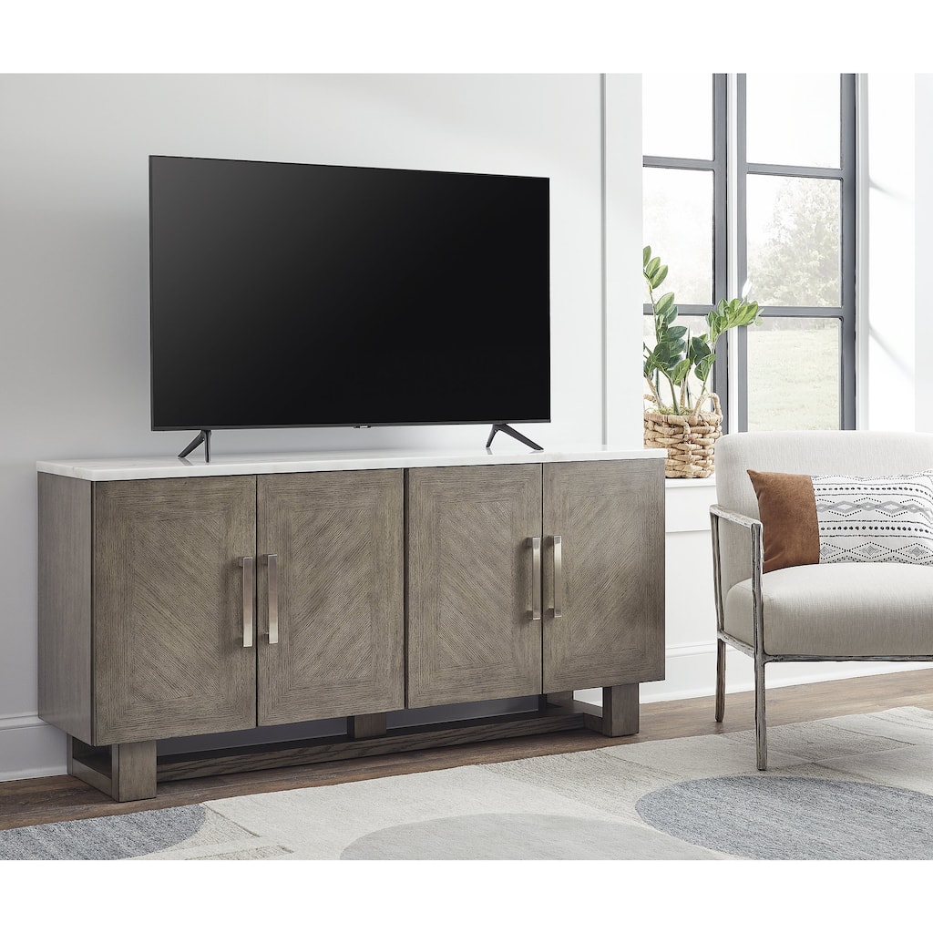 Signature Design by Ashley Loyaska White/Brown 68" TV Stand for TVs up to 78" - 68" W x 16.13" D x 32.38" H