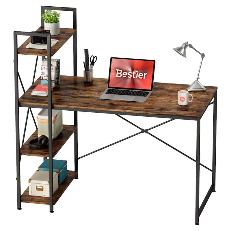 Computer Desk Home Office Computer Desk with 4 Shelves & Hooks