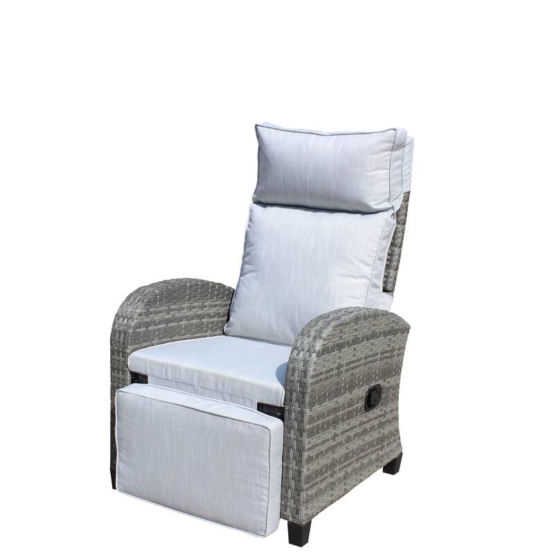 Outdoor Wicker Conversation Chairs w/ Adjustable Backrest and Armrests