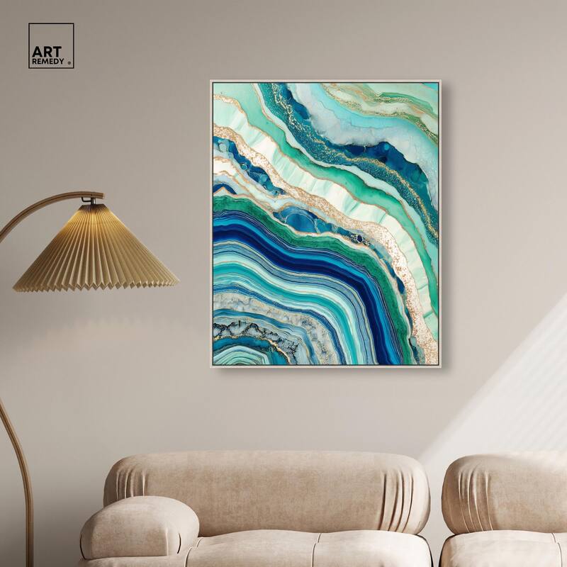 Blue Green Abstract Agate II Canvas by Art Remedy