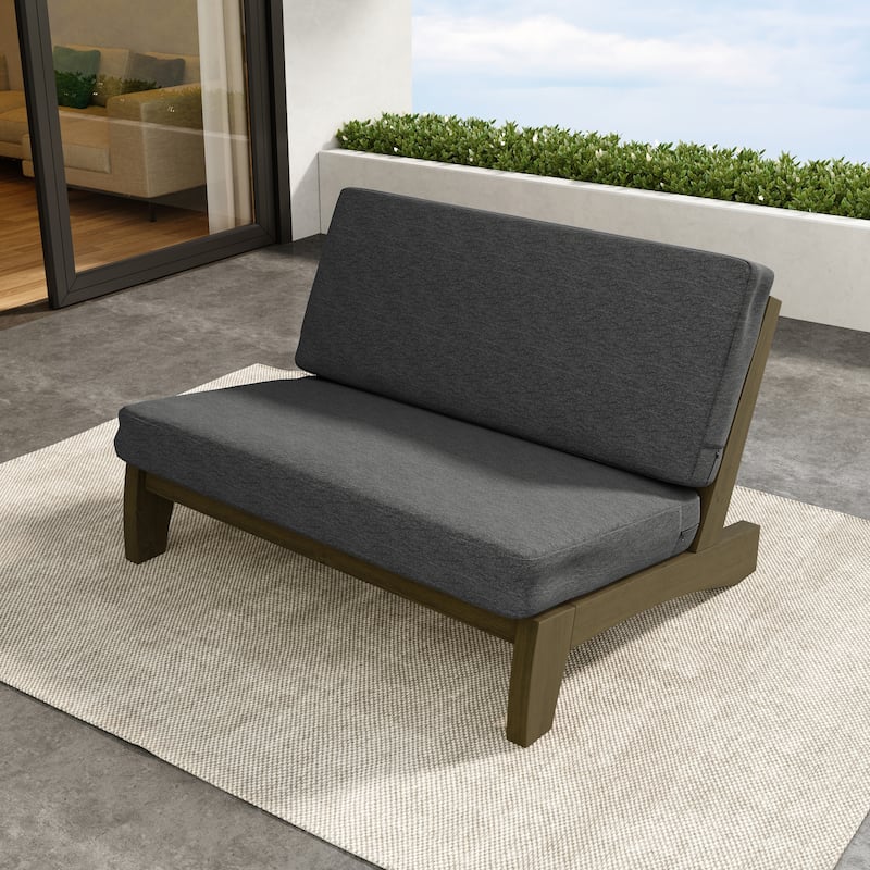 Outdoor Furniture Teak Wood Armless Loveseat Sofa With Cushion