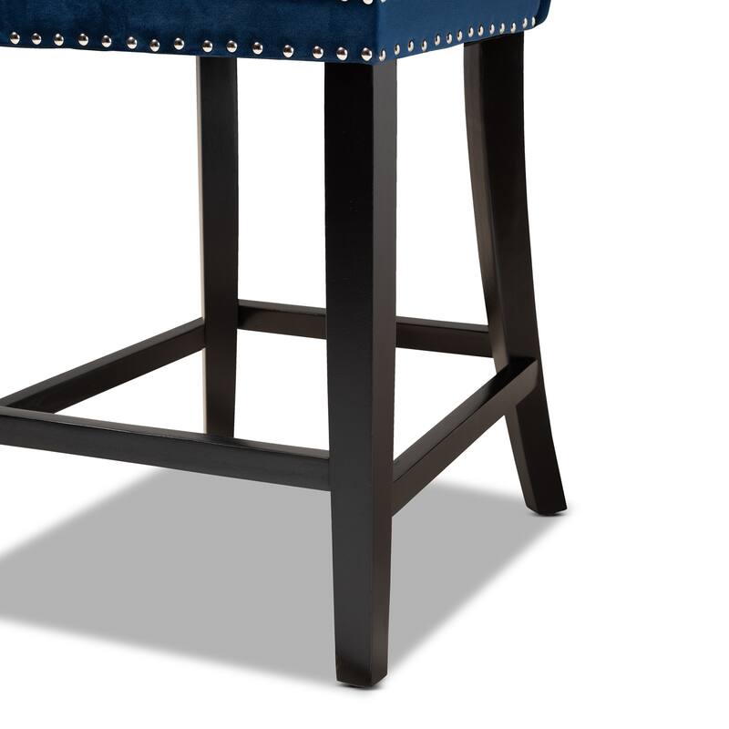 Howell Modern Transitional Velvet and Dark Wood 2-PC Counter Stool Set