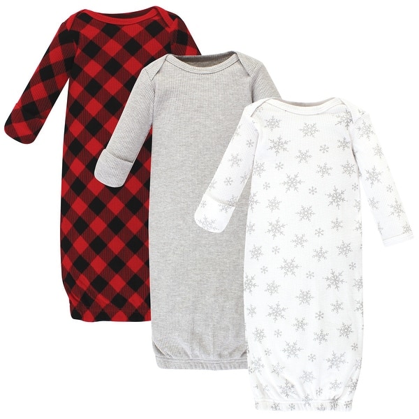 slide 1 of 1, Hudson Baby Infant Girl Thermal Gown 3pk, Snowflake 0-6 Months - Snowflake
