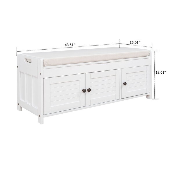 Classic Modern Storage Bench with Two Cabinets and Flip-Top