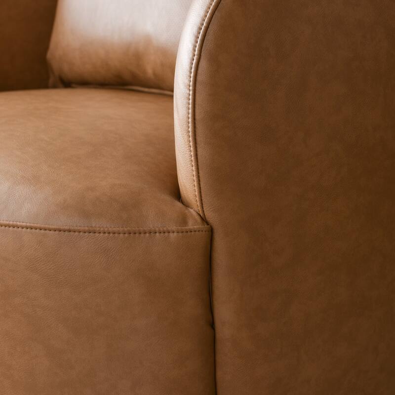 KINWELL 2-Piece Faux Leather Living Room Sets - 1 Swivel Accent Chair & 1 Ottoman Footrest