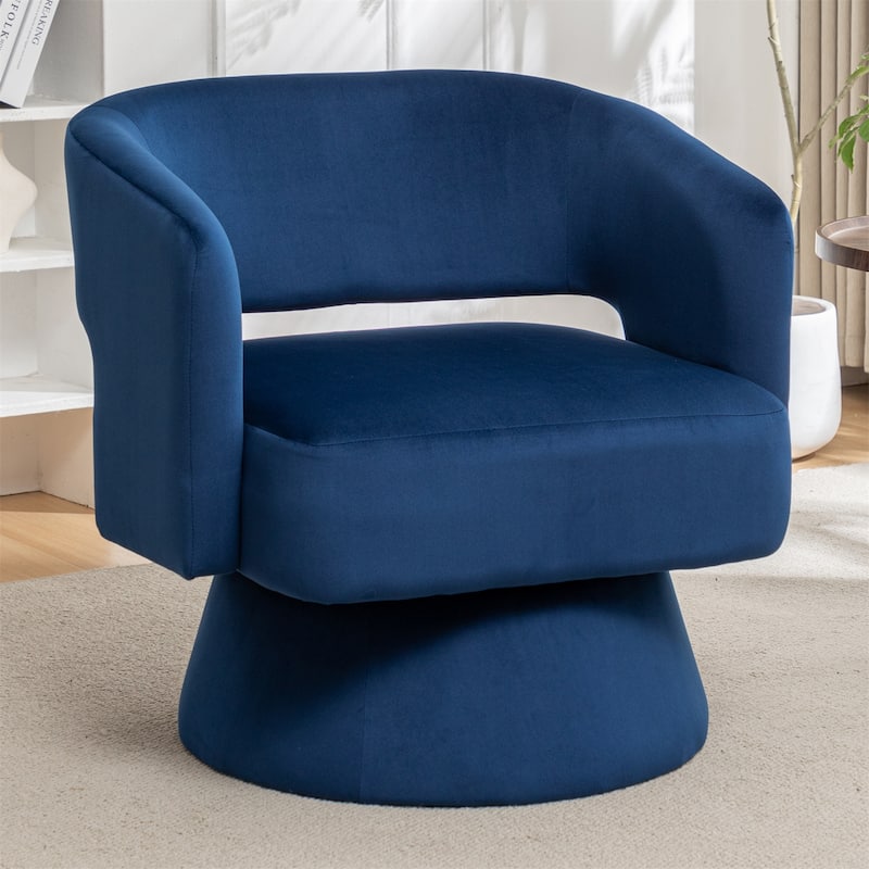 360 Degree Swivel Barrel Velvet Accent Armchair