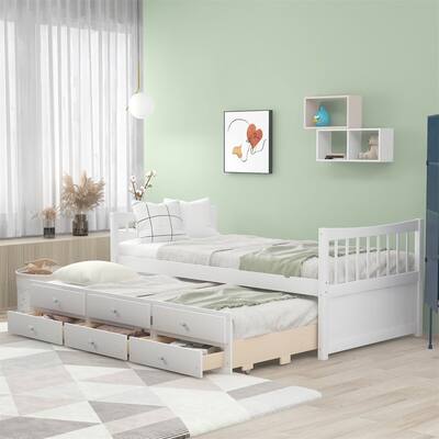 Taylor & Olive Freesia Twin-size Bed with Twin Trundle, Storage Drawers
