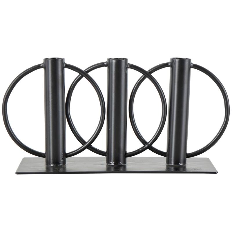 Gold or Black Metal Overlapping Circular Ring Candelabra