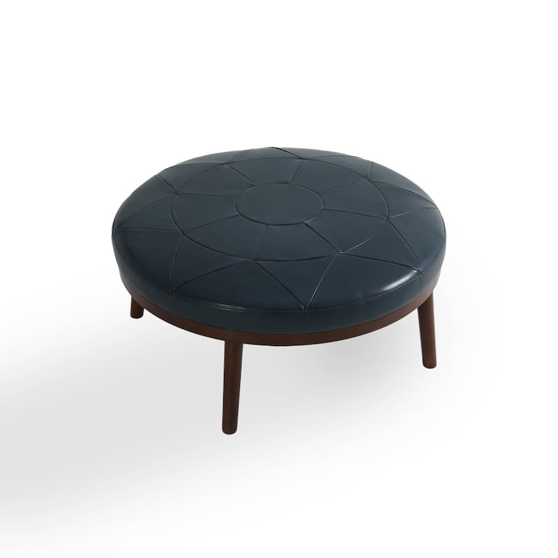 34.5" W Full-Grain Genuine Italian Leather Ottoman Set of 2