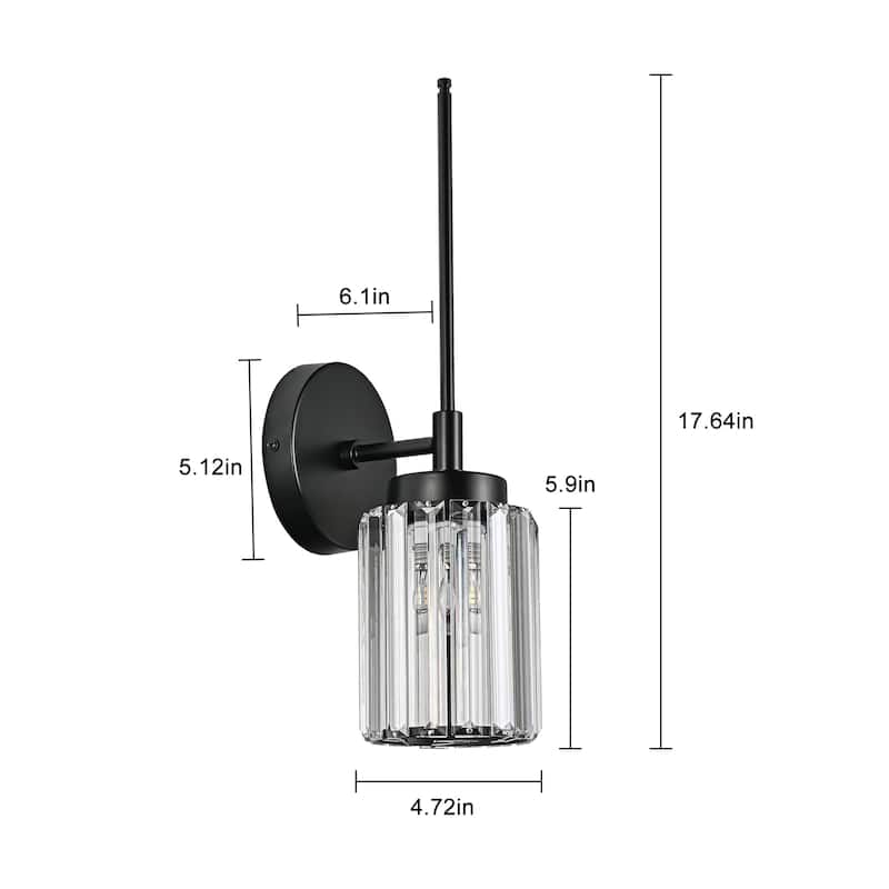 Modern Black 1/2/3/4/5-Light Bathroom Crystal Vanity Light Wall Sconces