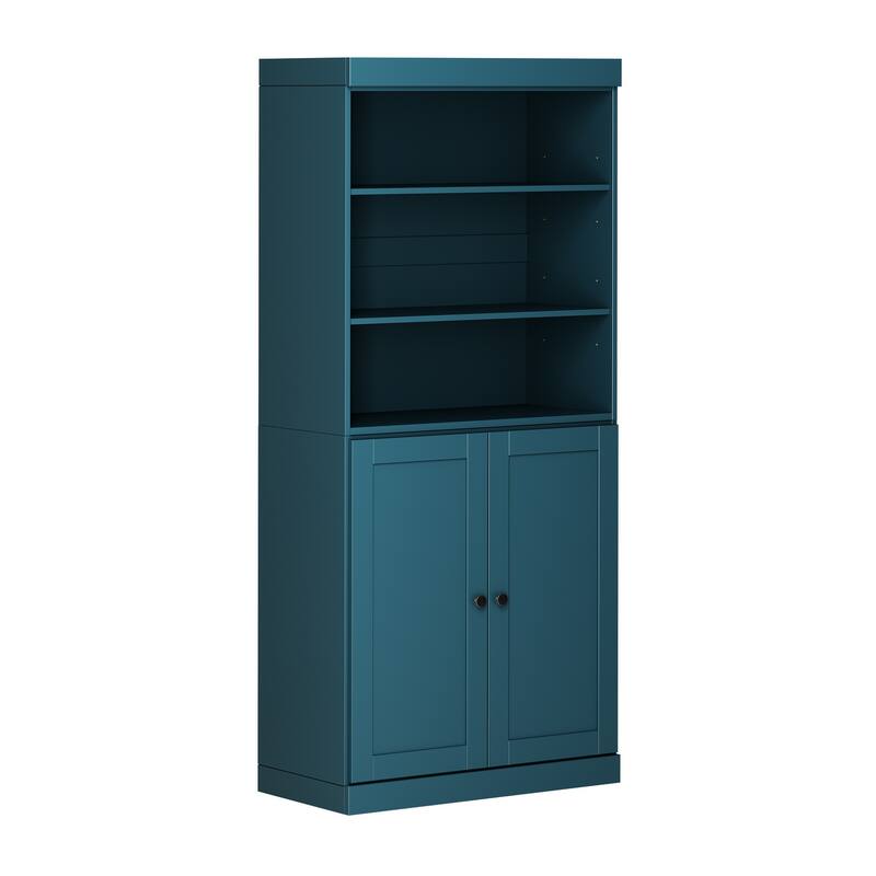 Palace Imports 100% Solid Wood 6-Shelf Bookcase with Shaker Doors and Adjustable Shelves