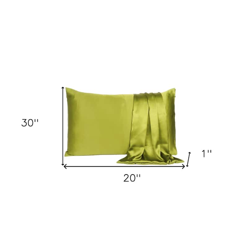 HomeRoots Lemongrass Dreamy Set Of 2 Silky Satin Queen Pillowcases