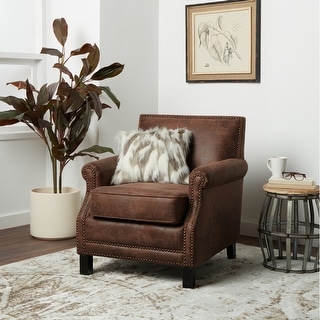 Abbyson tafton antique brown shop fabric club chair