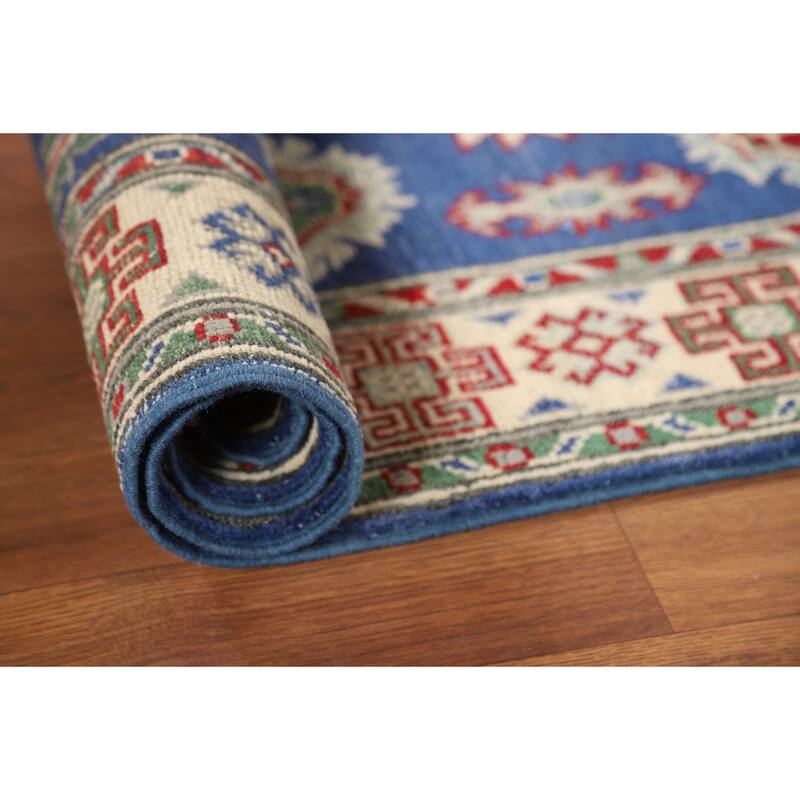 Traditional Blue Kazak Foyer Rug Hand-Knotted Wool Carpet - 2'7"x 4'1"
