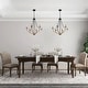 preview thumbnail 4 of 8, Mid-century Modern 6-Light Empire Crystal Beaded Chandelier Black Gold French Country Boho/ Coastal Dining Room Lighting