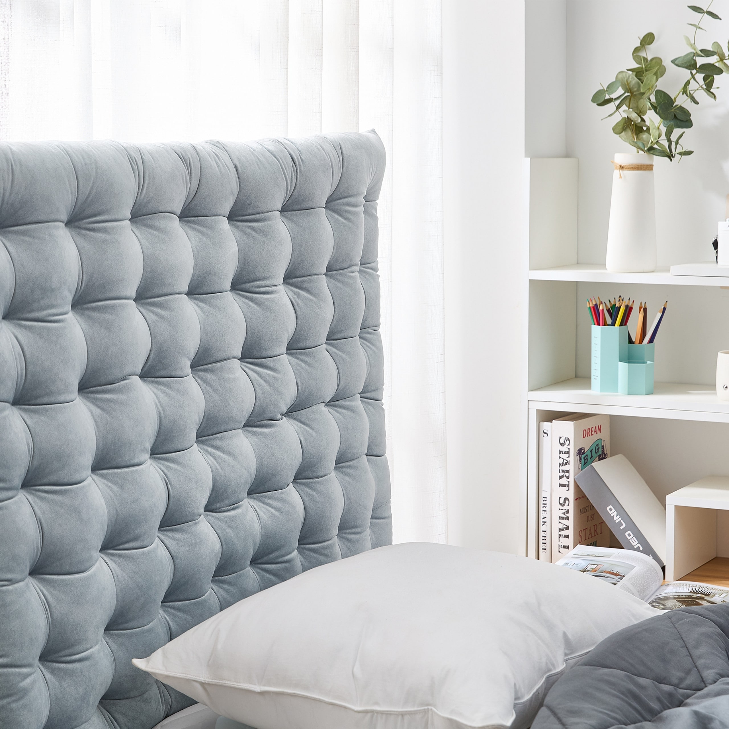 DormCo Rainha Tufted College Headboard with Plush Cushion Design-image