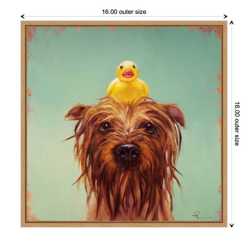 Bath Time (Dog and Duck) by Lucia Heffernan Framed Canvas Art