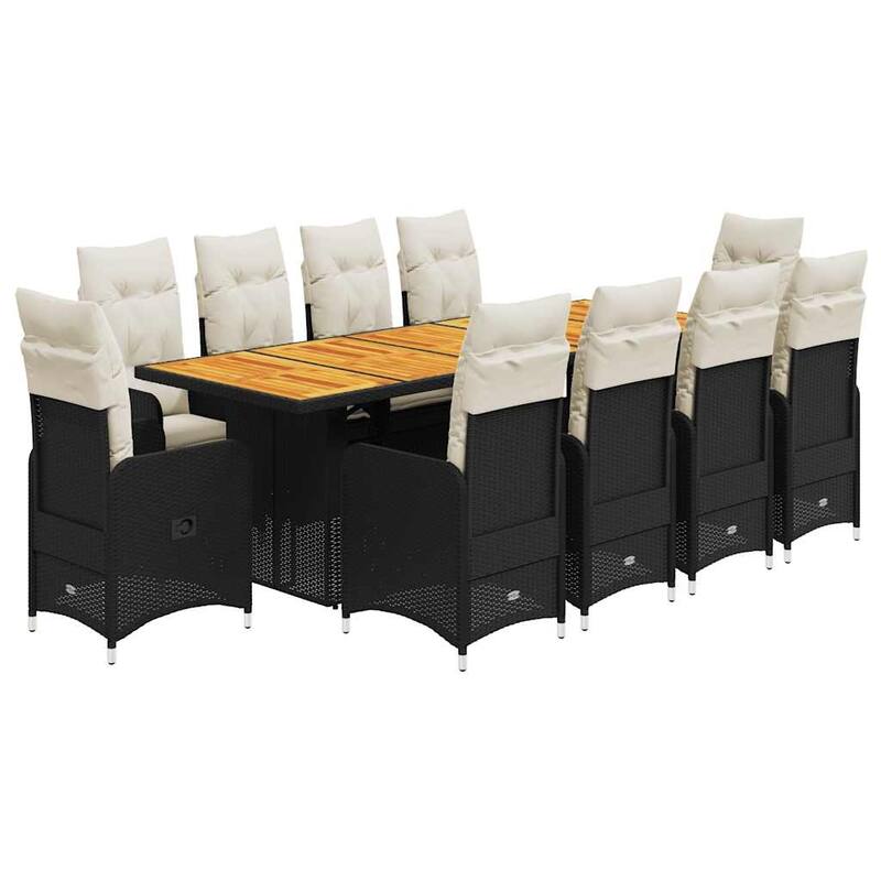 vidaXL Bistro Set Black and Cream White Poly Rattan