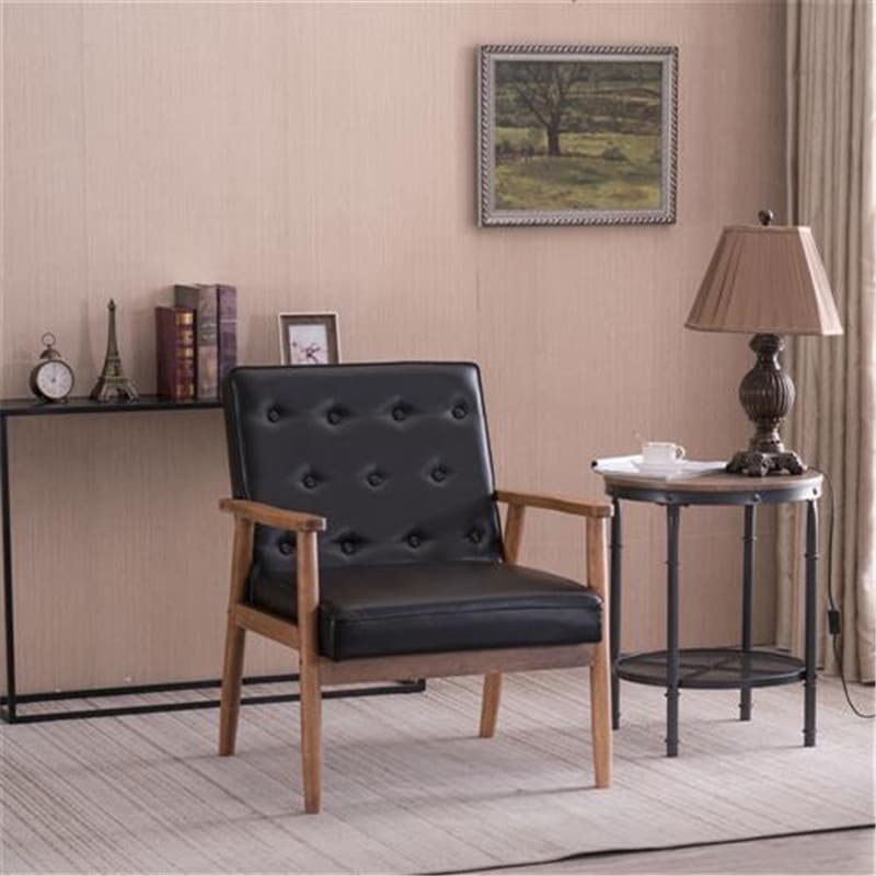 Retro Modern Faux Leather Chair Black