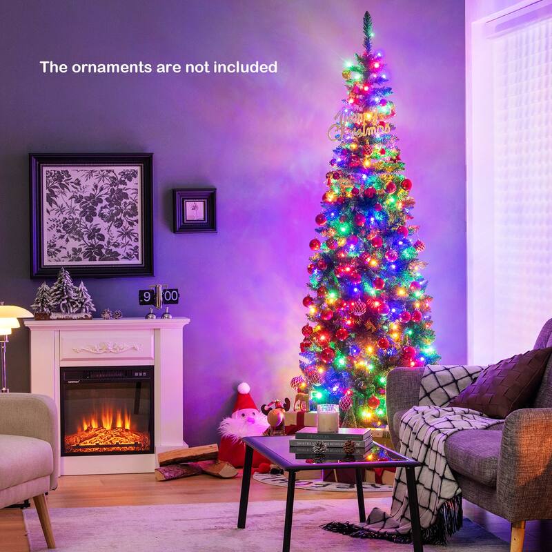 Slim Prelit Christmas Tree with LED Lights Ideal for Narrow Spaces